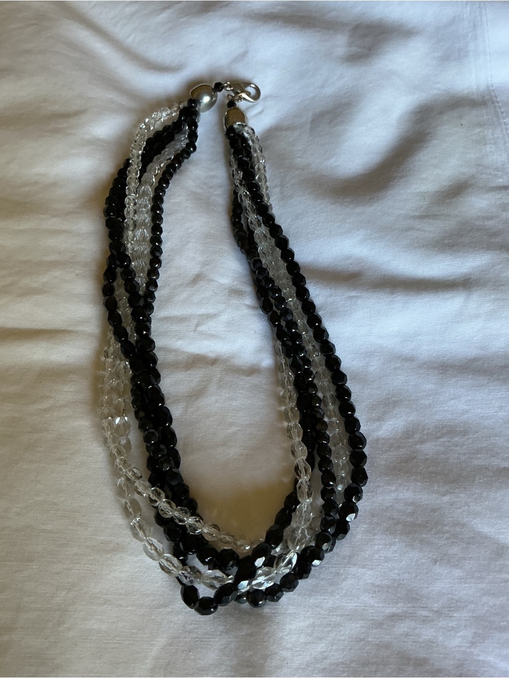 Black and Clear Vintage Crystal Necklace - Picture 2 of 3